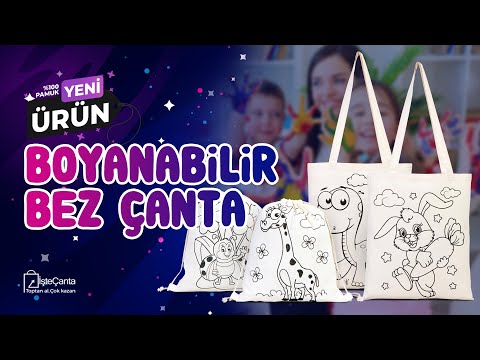 Sınıf Boyama Desenli Set 2 - 25 Adet Boyanabilir Büzgülü Çanta / 4 Adet Keçeli Kalem 12'li