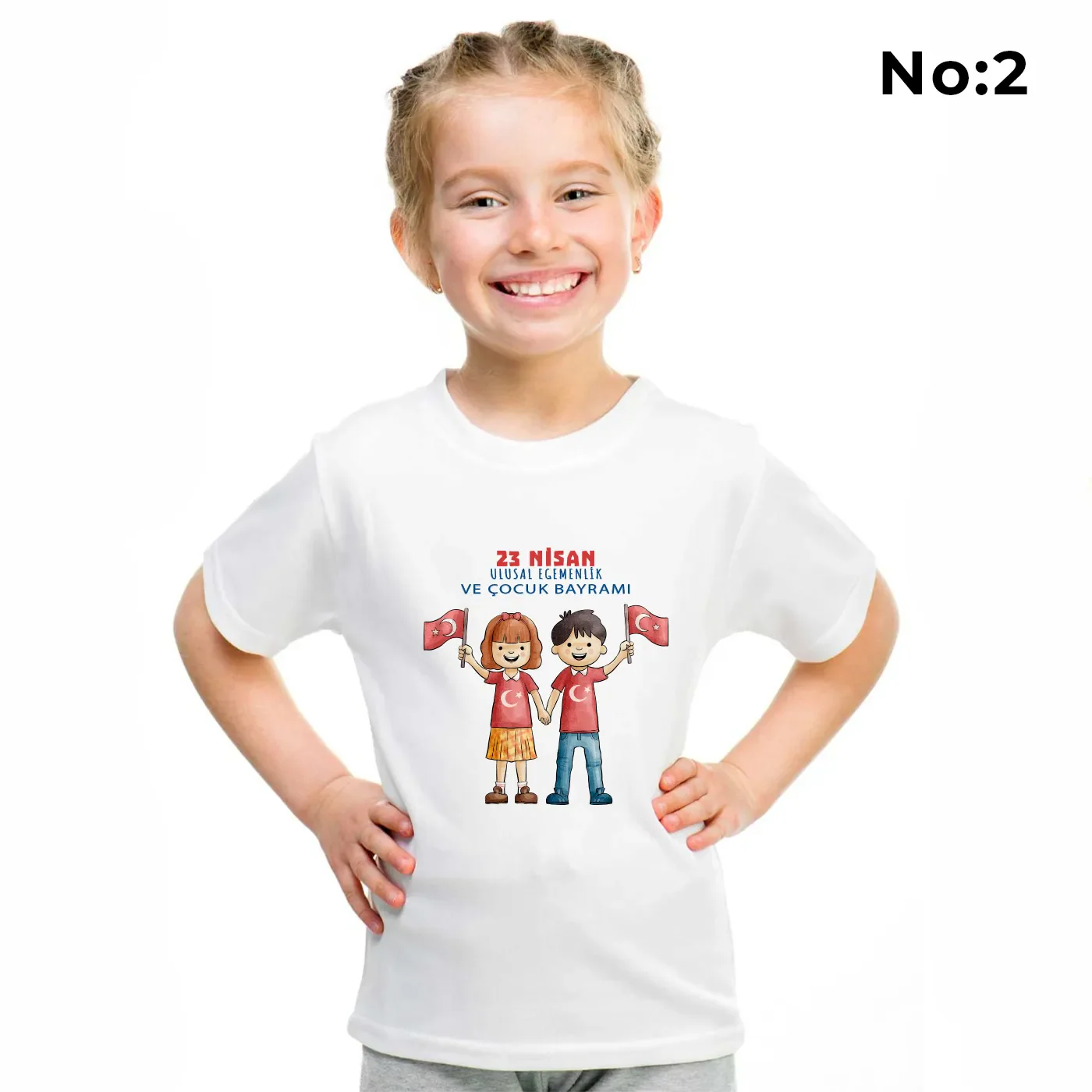 Baskılı Promosyon Tişört Beyaz - 23 Nisan Hediyesi - detay görünüm