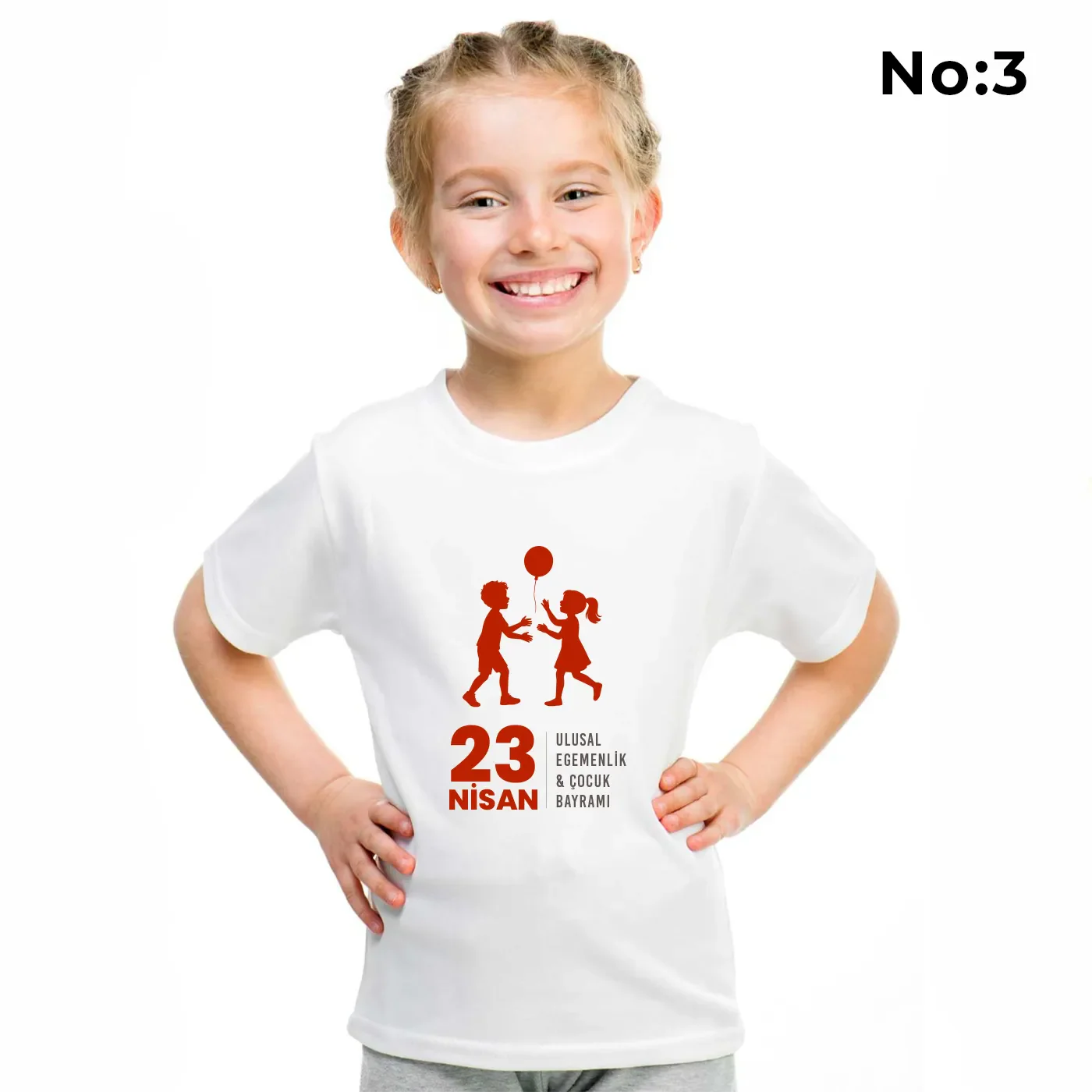 Baskılı Promosyon Tişört Beyaz - 23 Nisan Hediyesi - yakın çekim