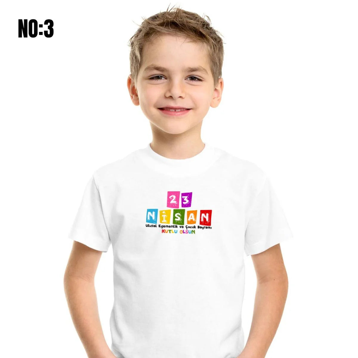 23 Nisan Baskılı Promosyon Tişört - Beyaz - yakın çekim