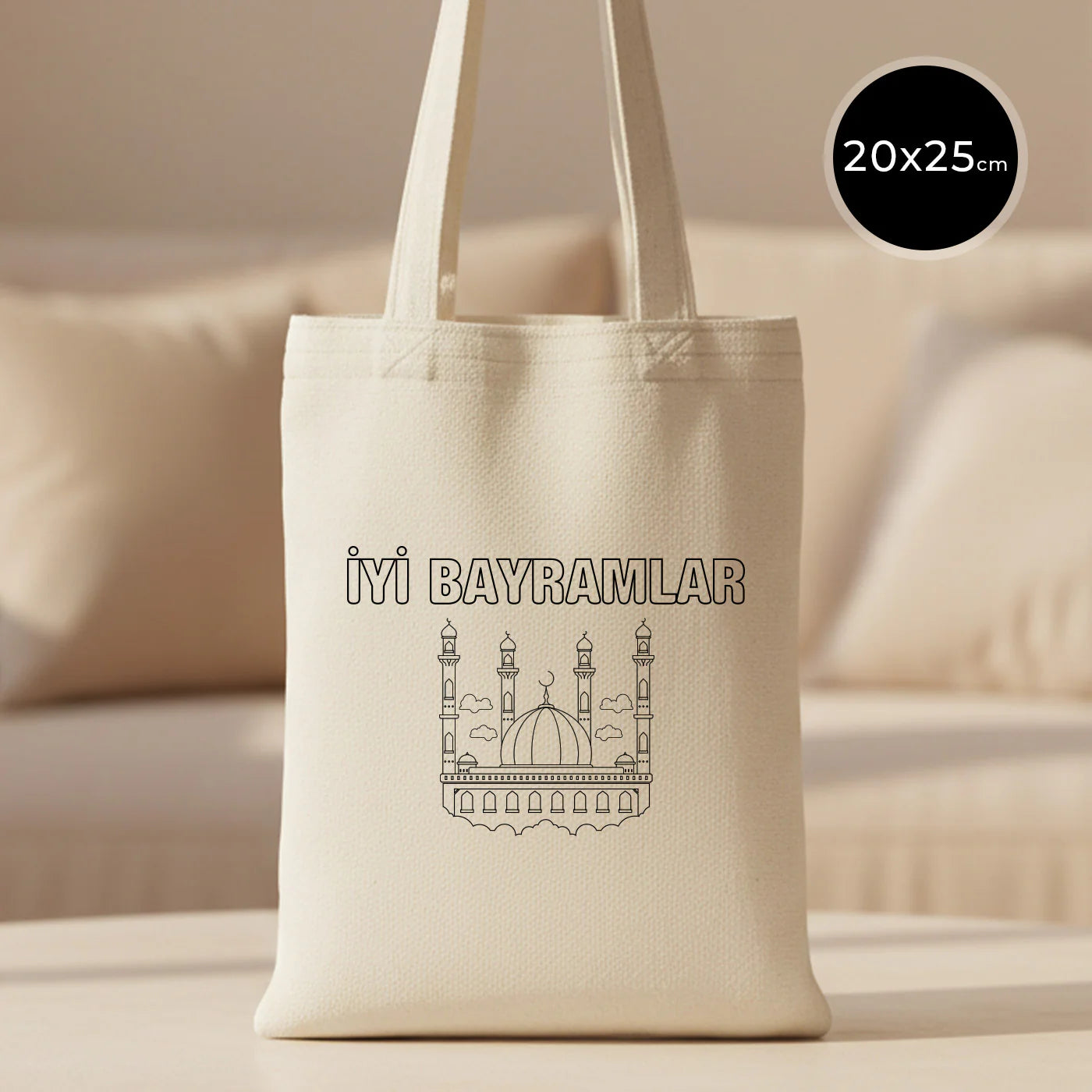 Boyanabilir 20x25 cm Ham Bez Kitap Çantası - Bayram Çantası