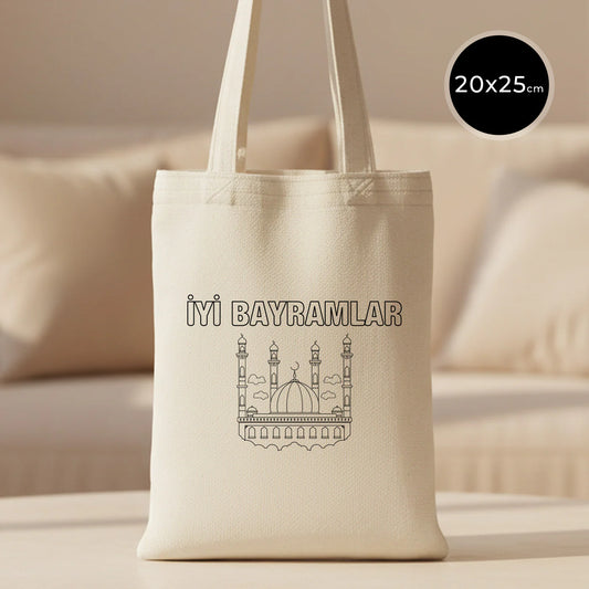 Boyanabilir 20x25 cm Ham Bez Kitap Çantası - Bayram Çantası