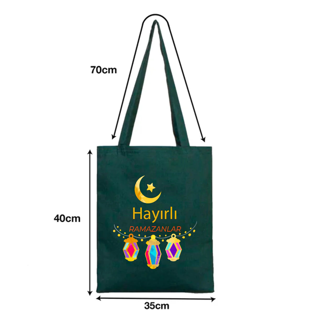 35x40 cm Yeşil Renk Gabardin Bez Model - Bayram Çantası - farklı açı