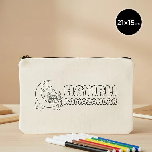 Boyanabilir 21x15 Beyaz Star Clutch Metal Fermuar - Bayram Hediyelik