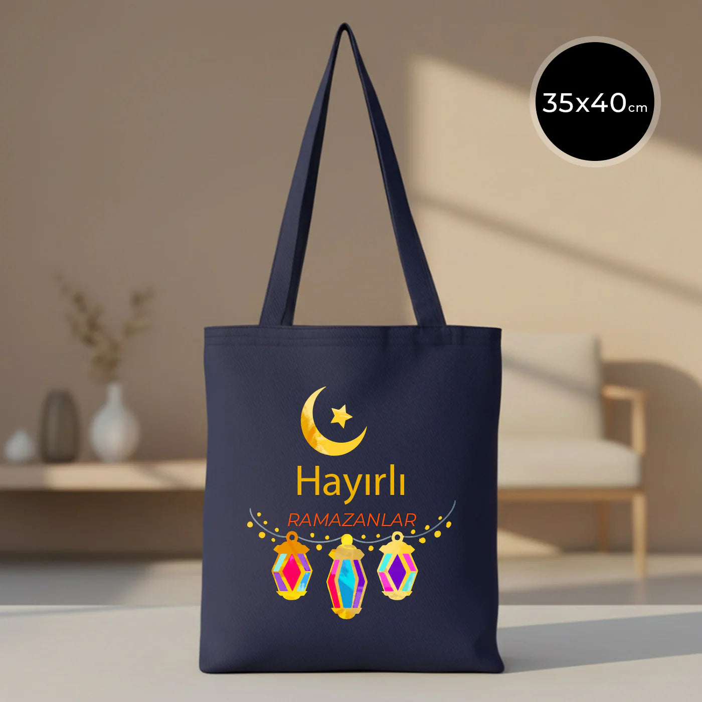 35x40 cm Lacivert Renk Gabardin Bez Model - Bayram Çantası