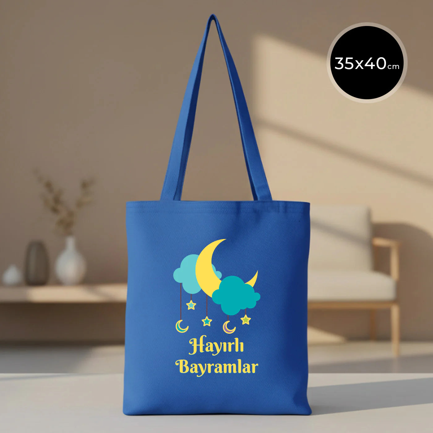 35x40 cm Mavi Renk Gabardin Bez Model - Bayram Çantası