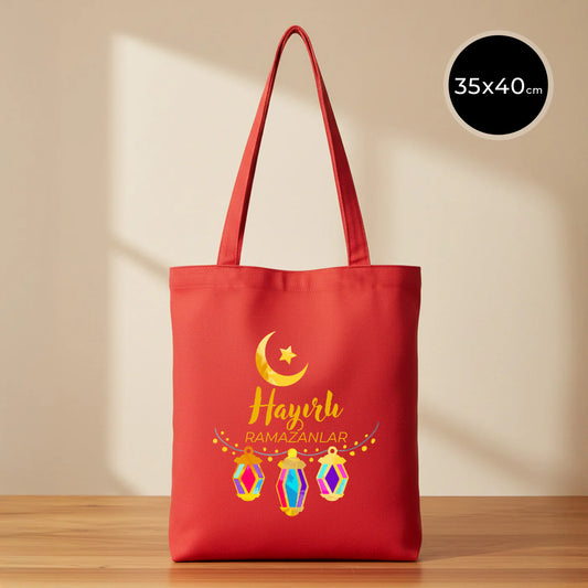 35 x 40 cm Kırmızı Kanvas Çanta - Bayram Çantası
