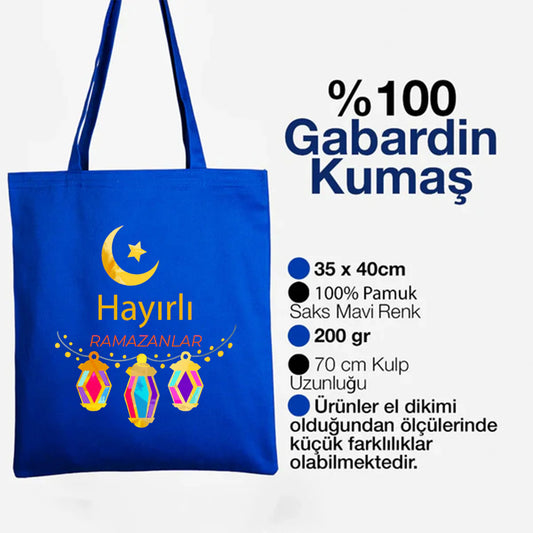35x40 cm Mavi Renk Gabardin Bez Model - Bayram Çantası