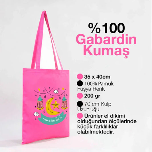 35x40 cm Fuşya Renk Gabardin Bez Model - Bayram Çantası