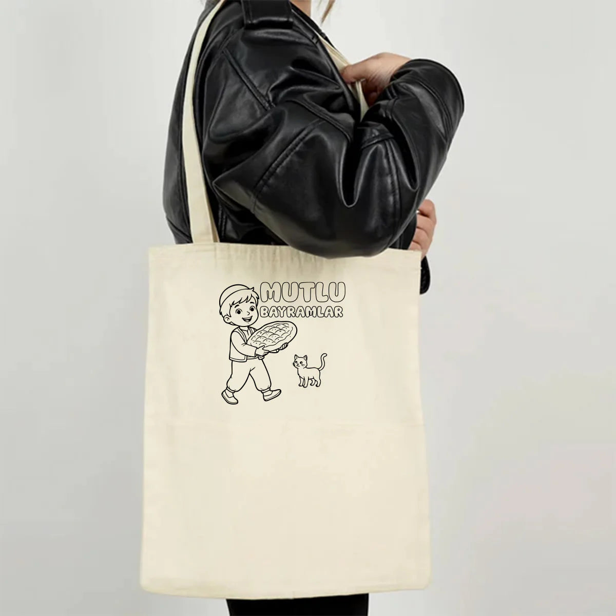 Boyanabilir 35x40 cm Gabardin Çift Cep Bölmeli Bez Çanta - Bayram Çantası - farklı açı