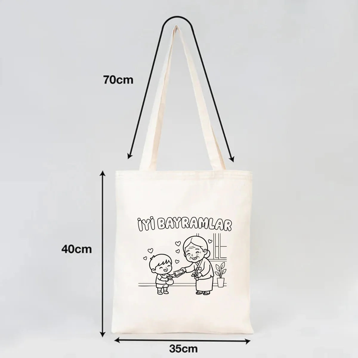Boyanabilir 35x40 cm Gabardin Bez Çanta - Bayram Çantam - farklı açı