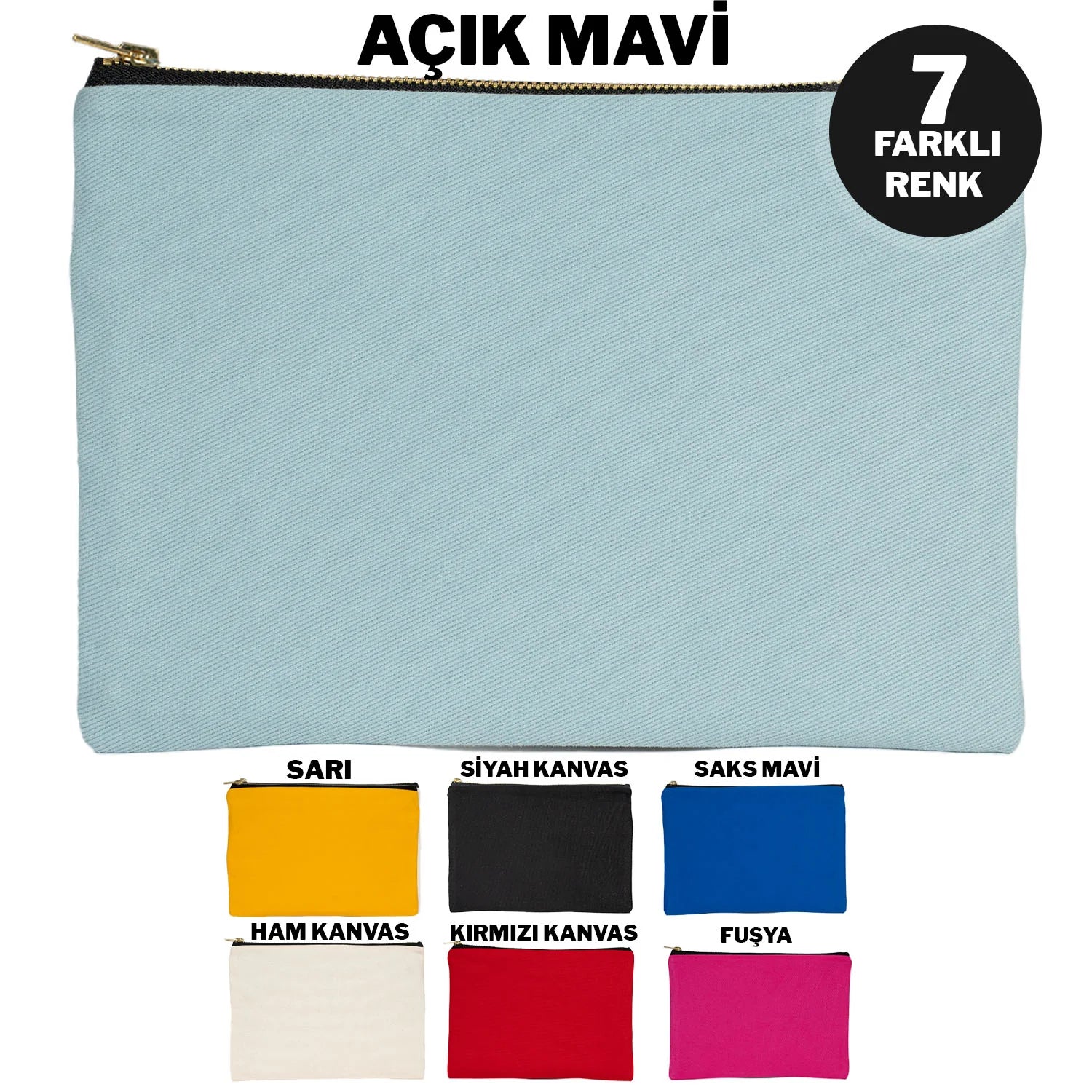 25x18 cm Açık Mavi Metal Fermuarlı Kalemlik - Kadınlar Günü Hediyesi - görsel 9