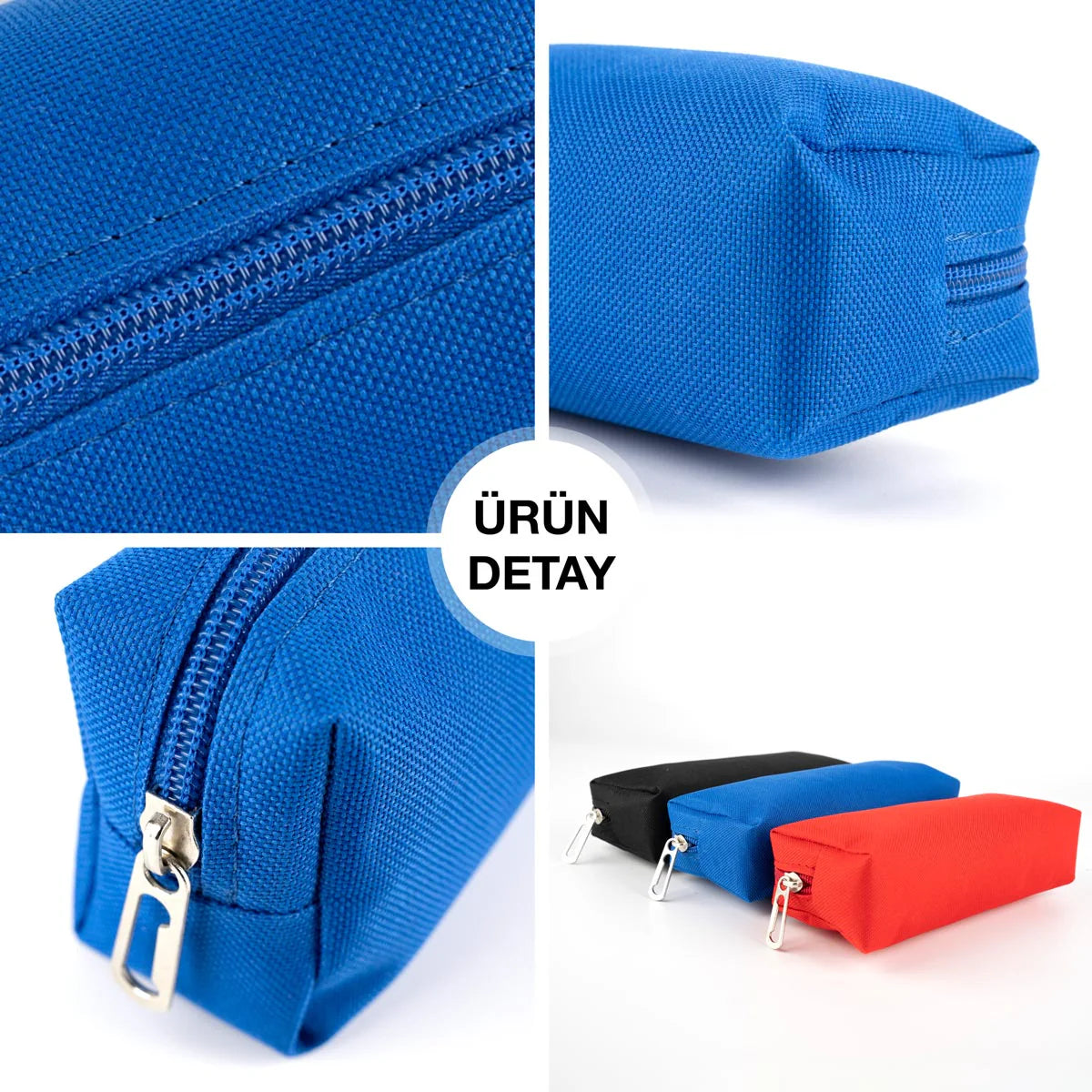 Kalemlik Okul Promosyon Kalem Çantası Mavi (Özelleştirilebilir) - yakın çekim