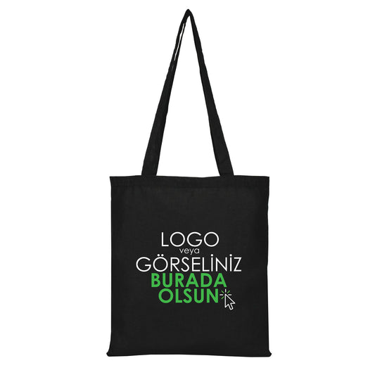 Siyah Ham Bez Çanta Baskılı - istecanta.com
