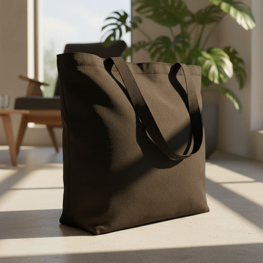Siyah Kanvas Alışveriş & Plaj & Geniş Hacim Çanta - 48x41x10 cm İç cep Örgü Kulp