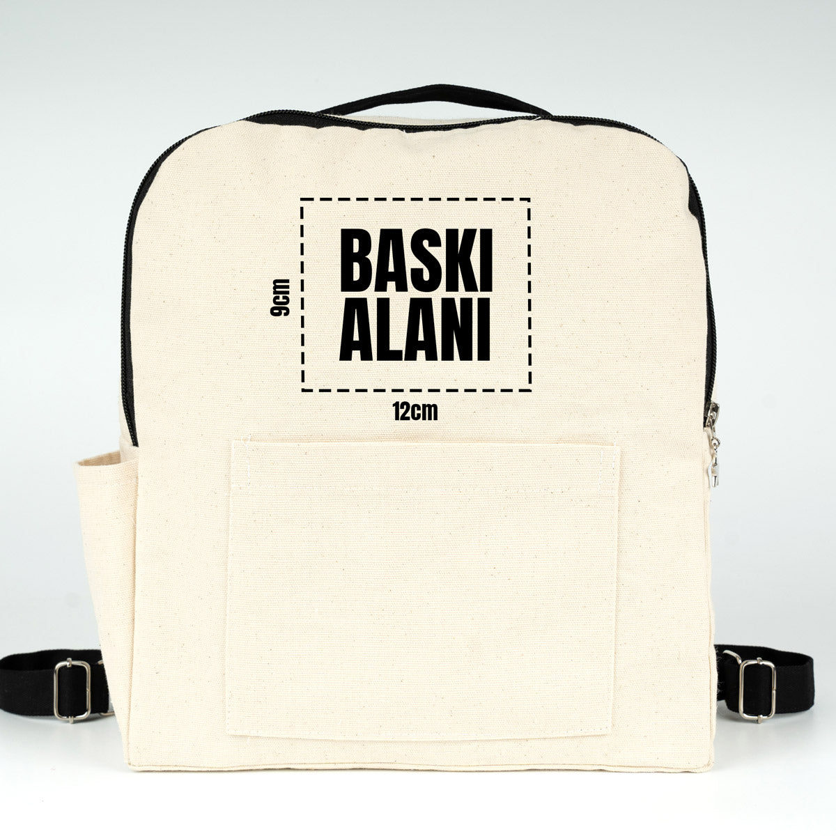 Karne Gününe Özel Siyah VIP Kanvas Sırt Çantası – Ön ve Yan Cepli