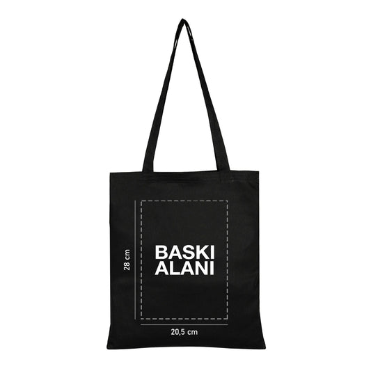 Siyah Gabardin Bez Çanta 35x40 cm (Özelleştirilebilir)