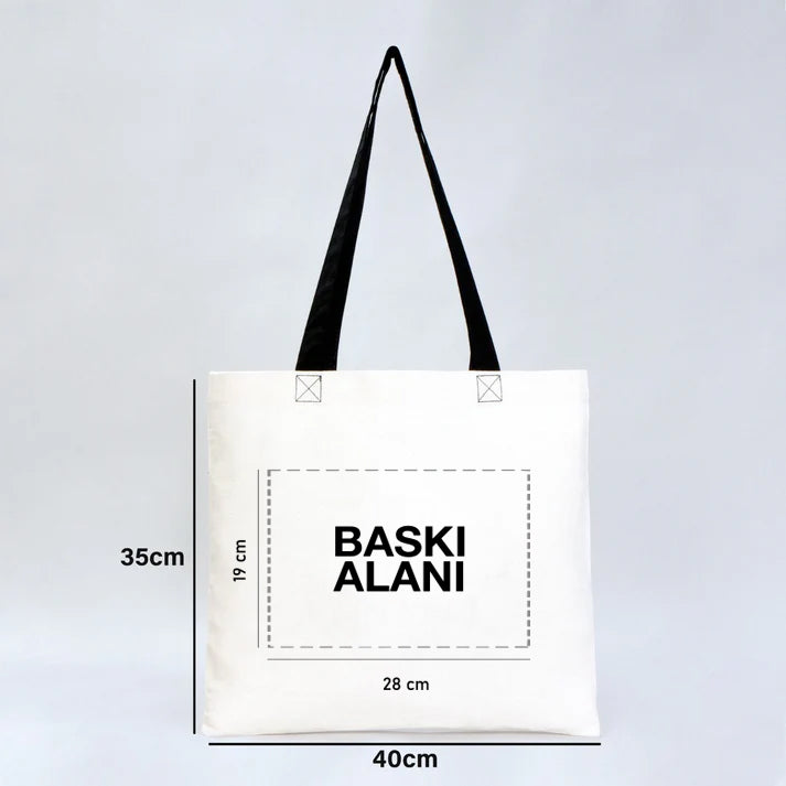 Gabardin Bez Çanta Siyah Kulp 40x35cm  (Özelleştirilebilir)