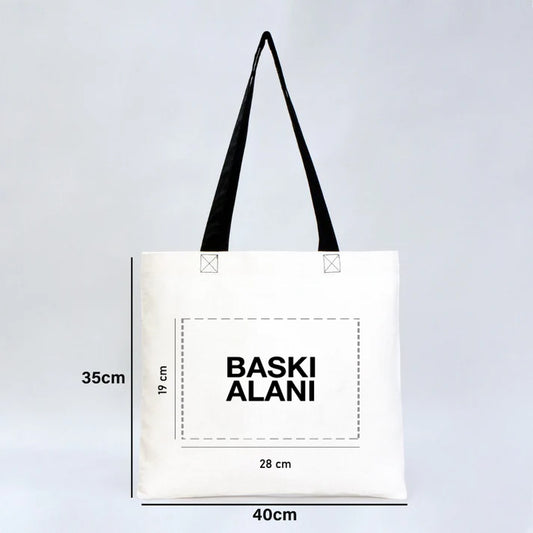 Gabardin Bez Çanta Siyah Kulp 40x35cm  (Özelleştirilebilir)