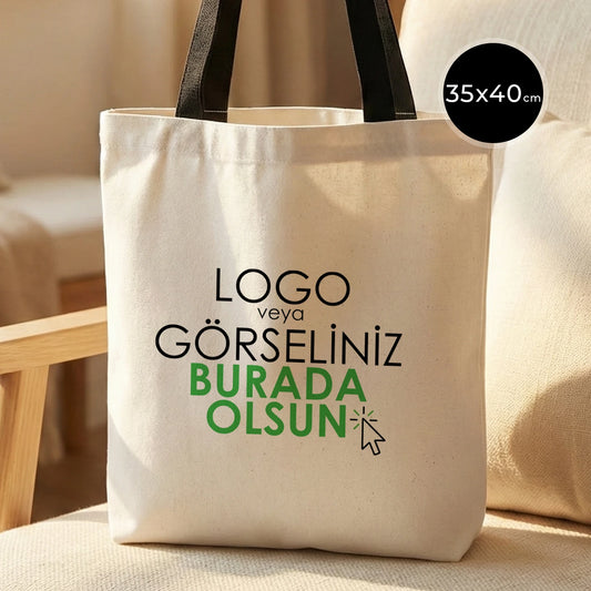 Siyah renkli, ham bezden üretilmiş 35x40 cm boyutlarında şık ve kullanışlı çanta.
