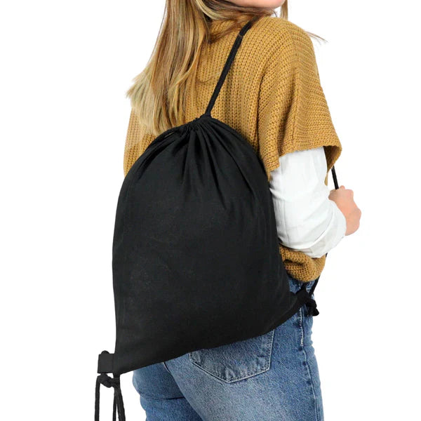 35x40 cm Siyah Bez Sırt Çantası Ham Bez Büzgülü - Kadınlar Günü - görsel 9