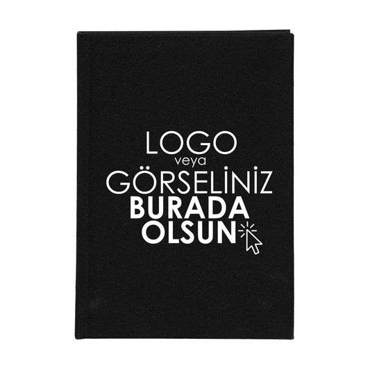 Toptan Siyah Kanvas Defter - 14x20 cm - Şirketlere Özel Logo Baskısı - Çizgisiz (Özelleştirilebilir) - istecanta.com