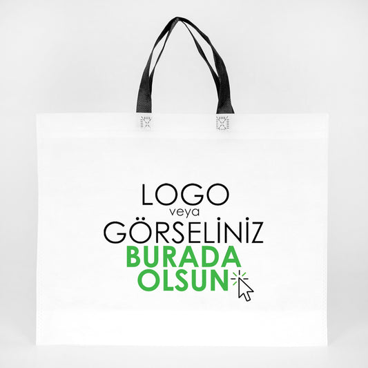 Ultrasonik Tela Çanta - Siyah Kulplu - 45x36x10cm - 1000 Adet Tek Renk Baskı (Özelleştirilebilir) - istecanta.com