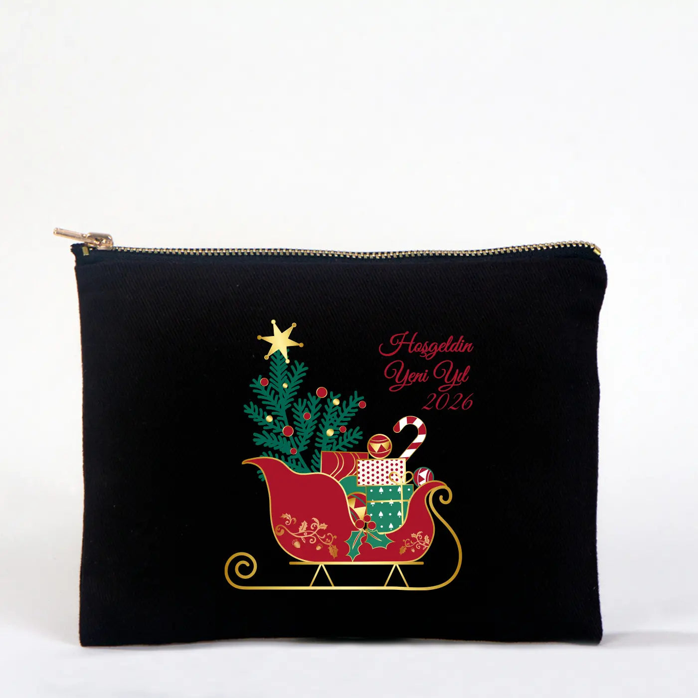 Yılbaşı Star Clutch 21x15 Siyah - Metal Fermuar (Özelleştirilebilir)