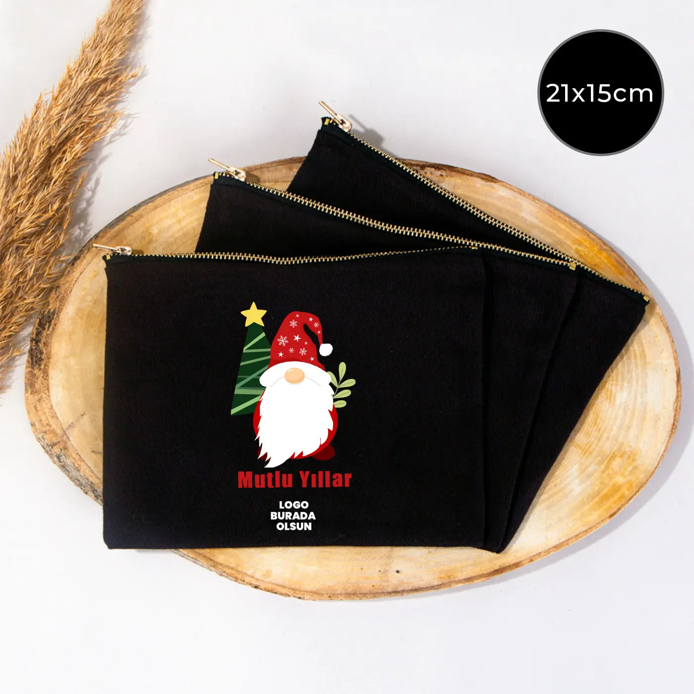 Yılbaşı Star Clutch 21x15 Siyah - Metal Fermuar (Özelleştirilebilir)