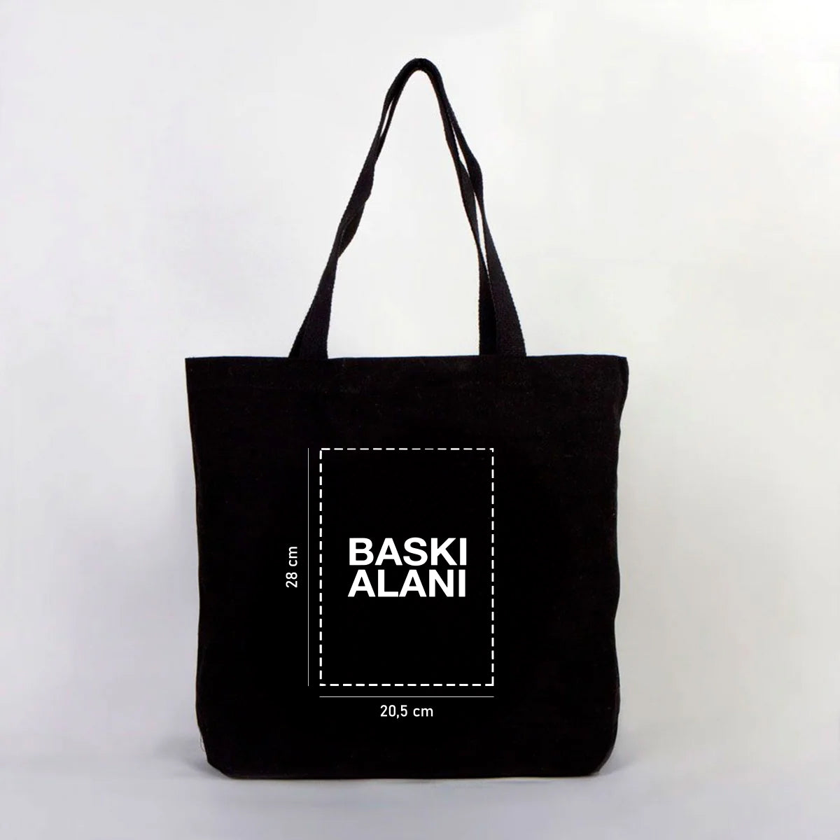 Baskılı Siyah Kanvas Alışveriş & Plaj & Geniş Hacim Çanta - 48x41x10 cm İç cep Örgü Kulp (Özelleştirilebilir)