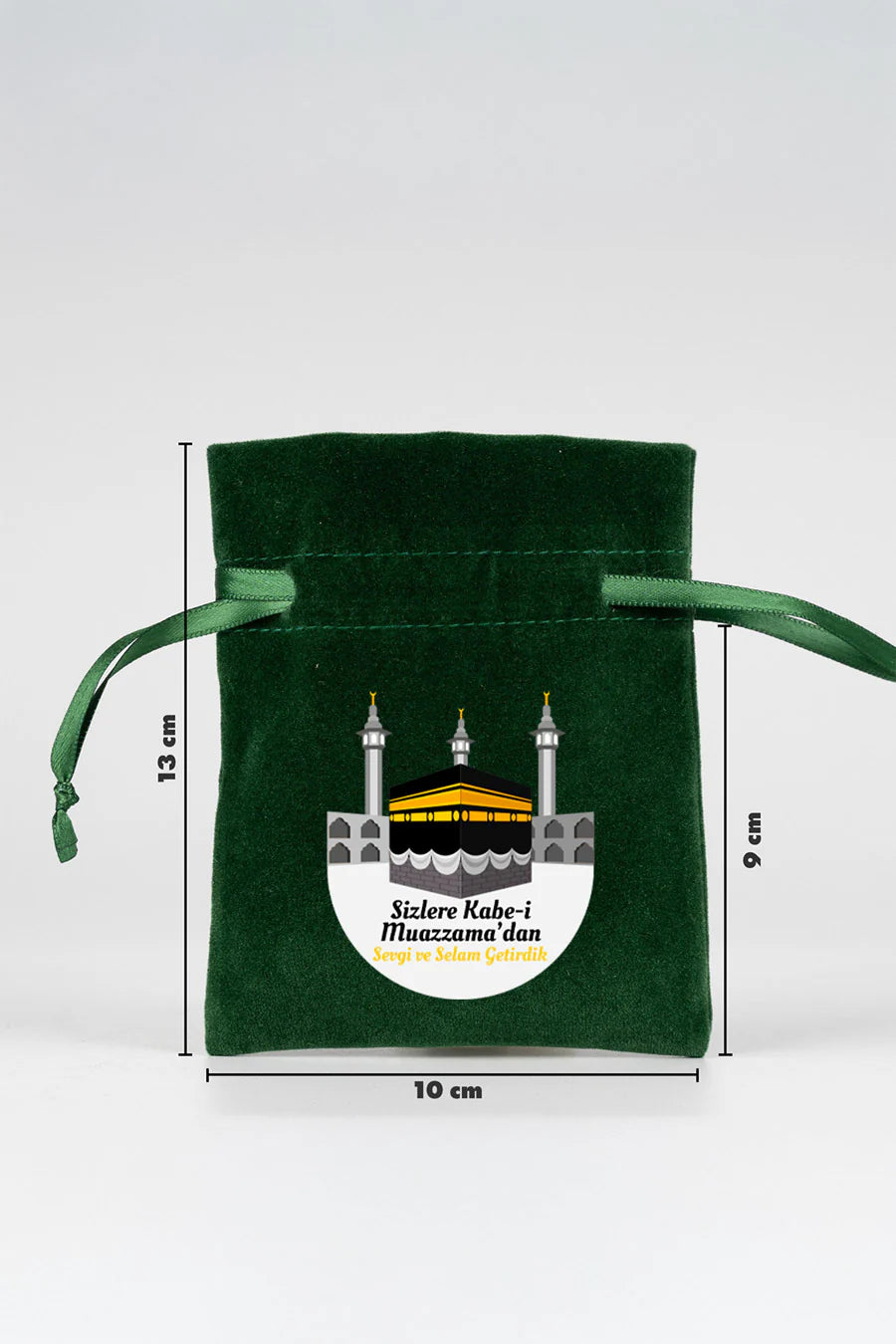 10x13 cm Kabe-i Muazzama’dan Selam ve Dua ile | Hac ve Umre Hediyelik Kadife ... - yakın çekim