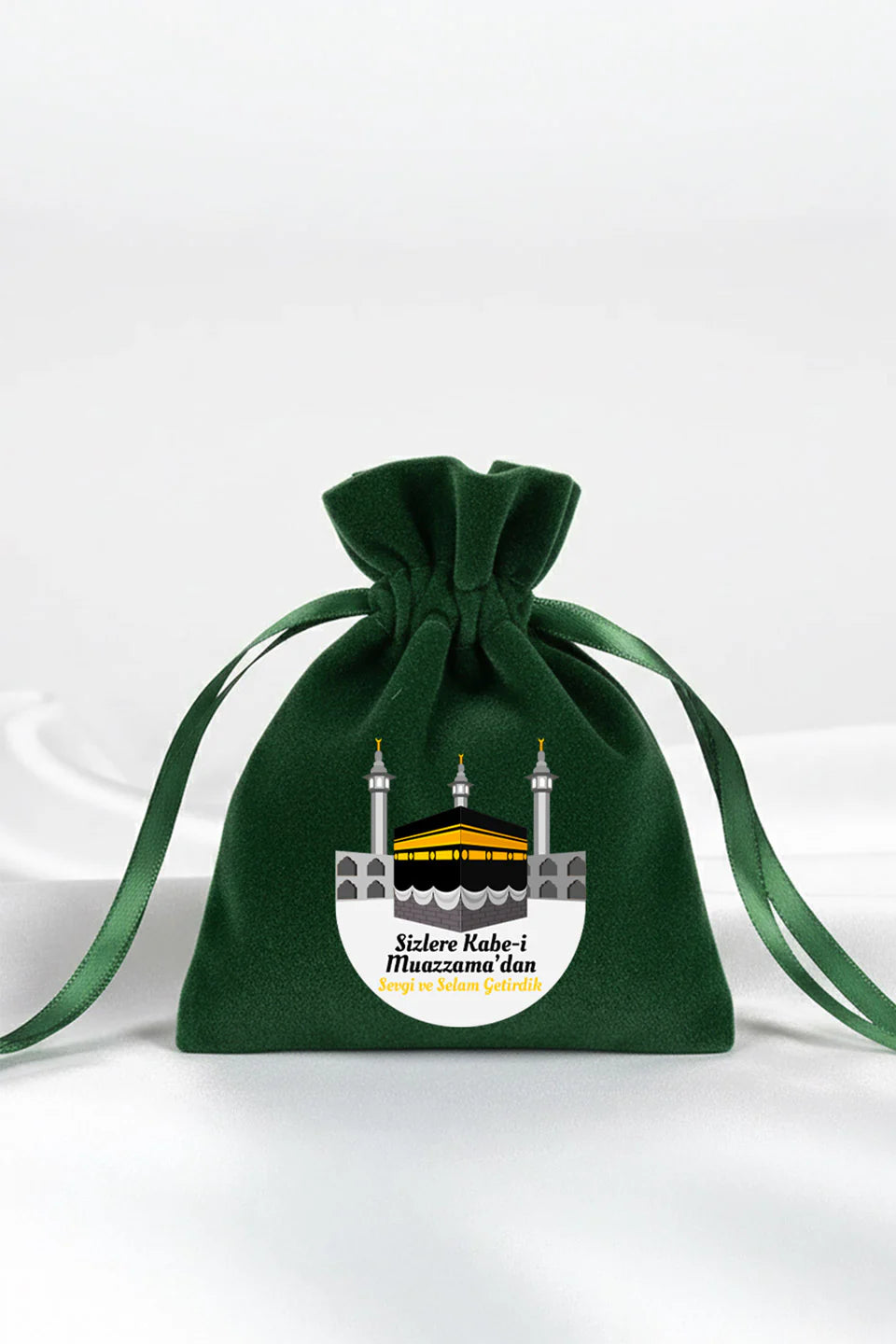 10x13 cm Kabe-i Muazzama’dan Selam ve Dua ile | Hac ve Umre Hediyelik Kadife ... - detay görünüm