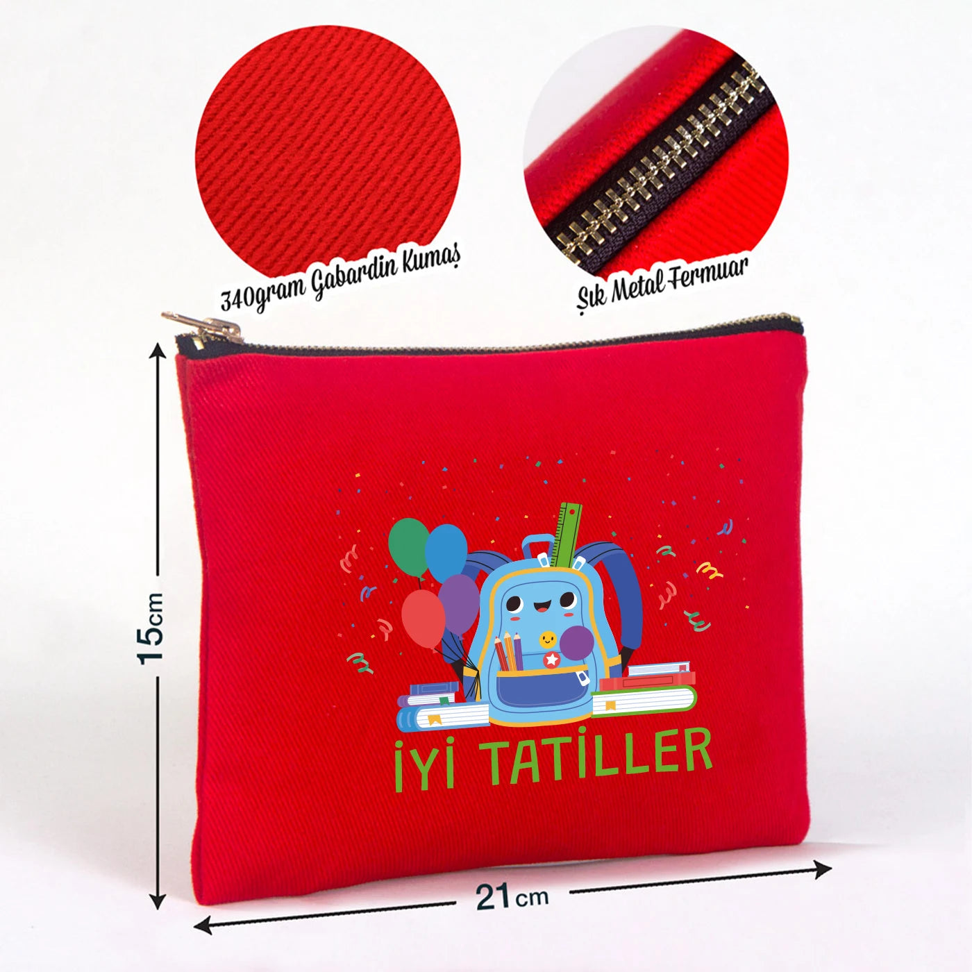 Karne Günü Star Clutch 21×15 Kırmızı – Metal Fermuar (Özelleştirilebilir)