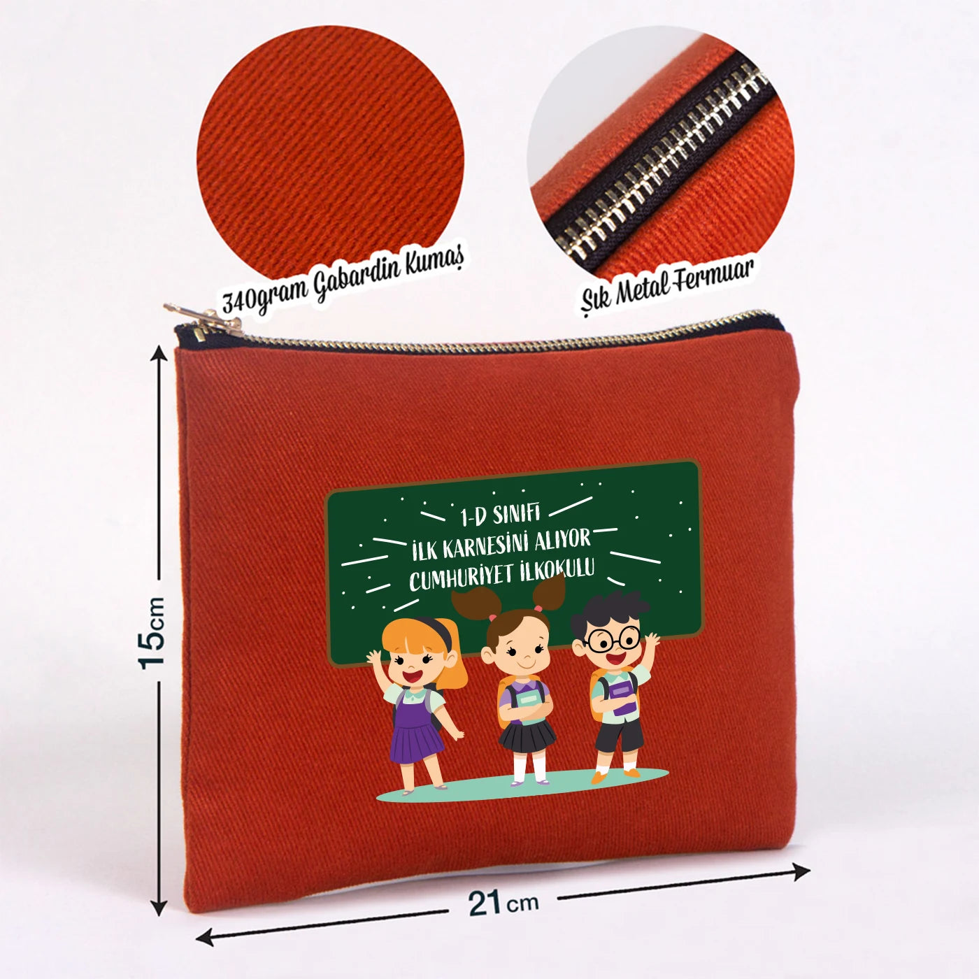 Karne Günü Star Clutch 21×15 Kiremit – Metal Fermuar (Özelleştirilebilir)