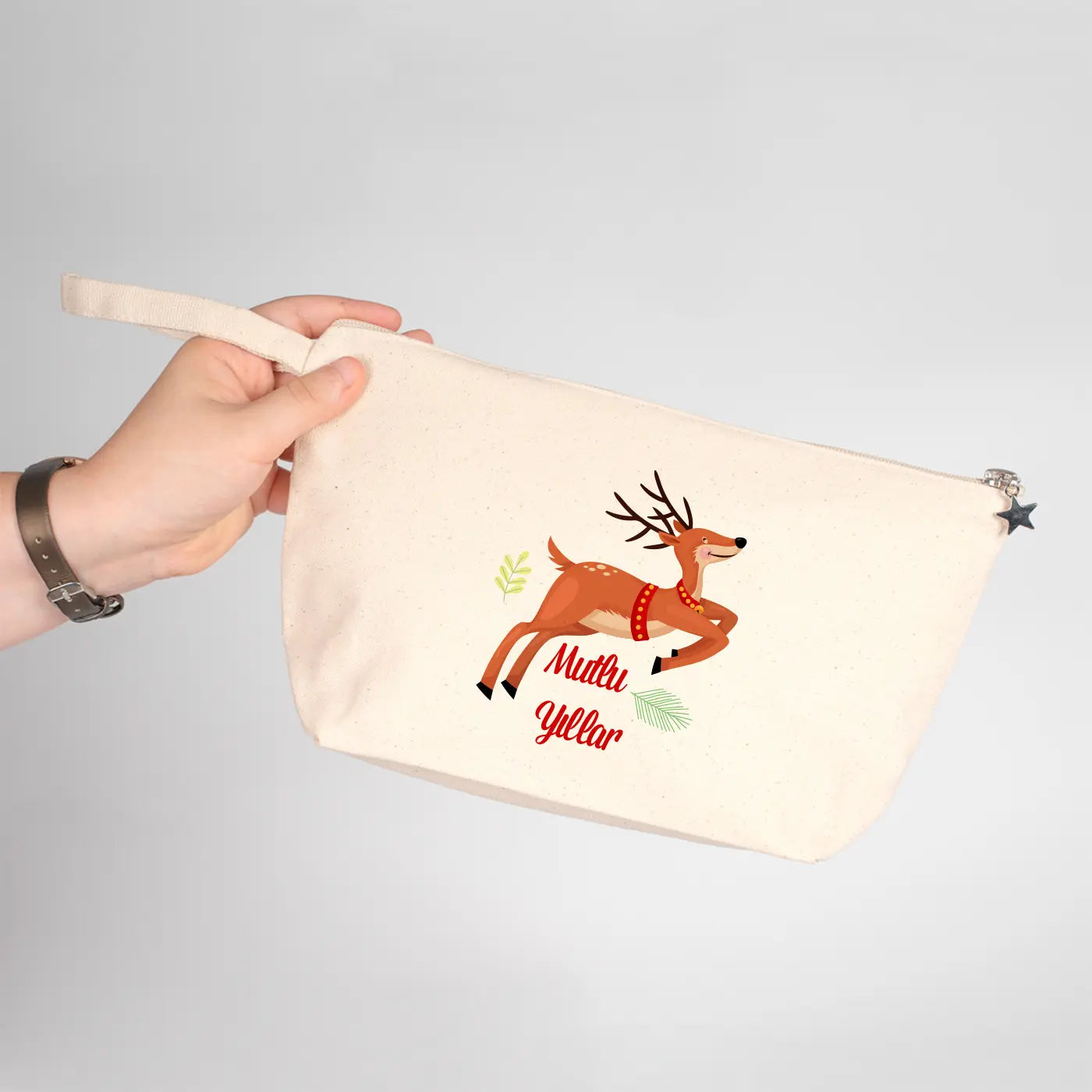 Yılbaşı Özel Kanvas Clutch - Körüklü 25x15x6 cm  (Özelleştirilebilir)