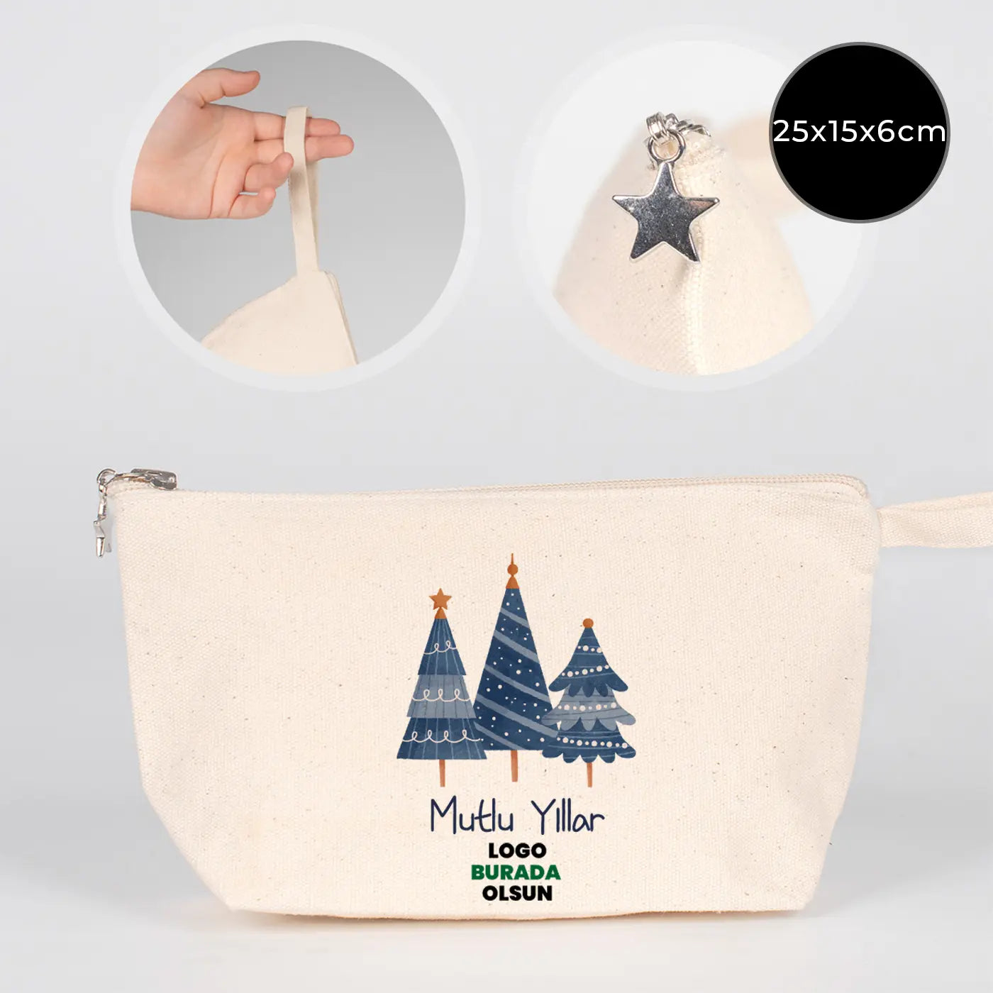 Yılbaşı Özel Kanvas Clutch - Körüklü 25x15x6 cm  (Özelleştirilebilir)