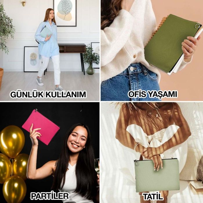 14 Mart Tıp Bayramı Hediyeleri - Clutch Çanta Kırmızı (25x18 cm) Astarlı - istecanta.com