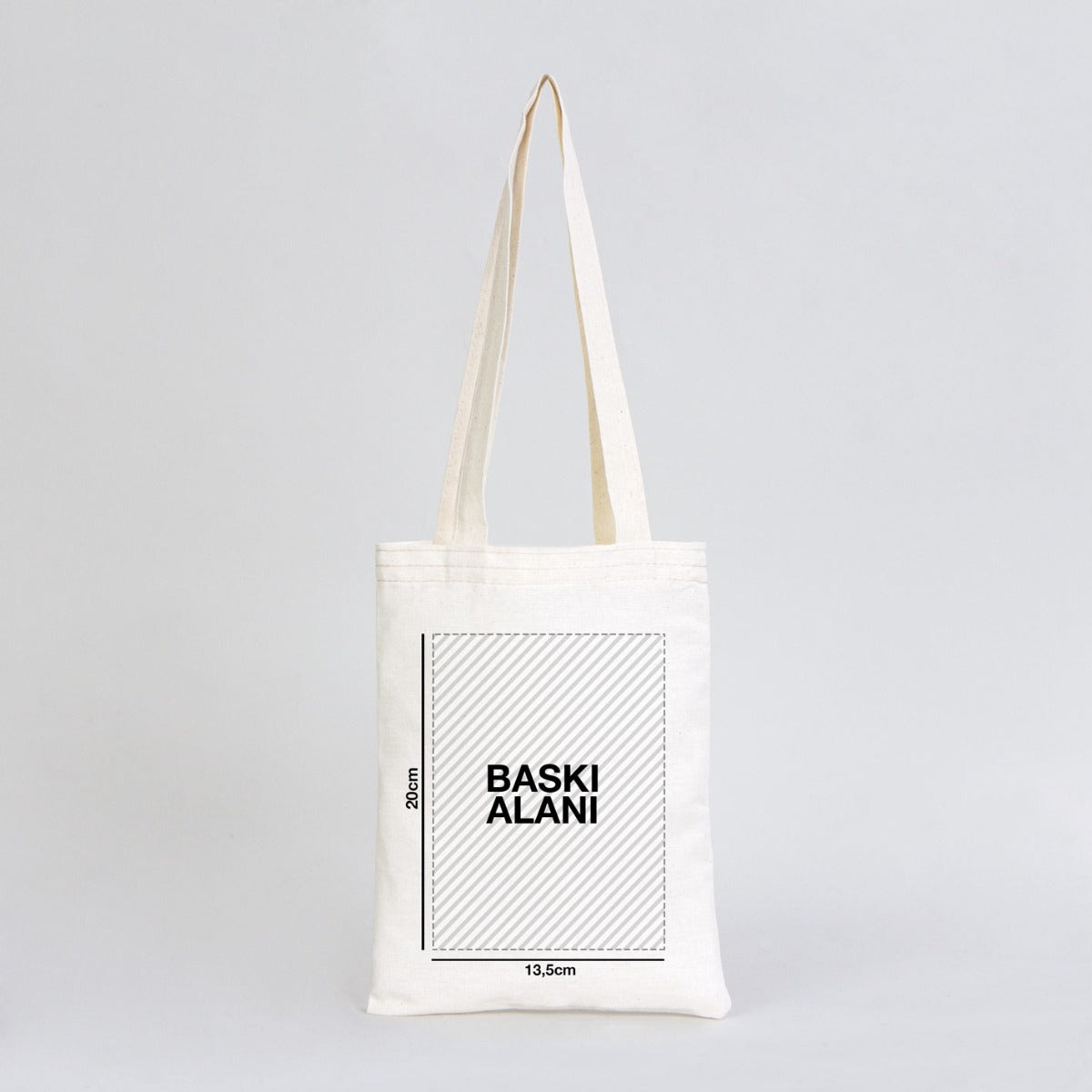 20×25 cm doğal renkli pamuk tote çanta, ön yüzünde karne günü temalı renkli baskı bulunan okul çantası.