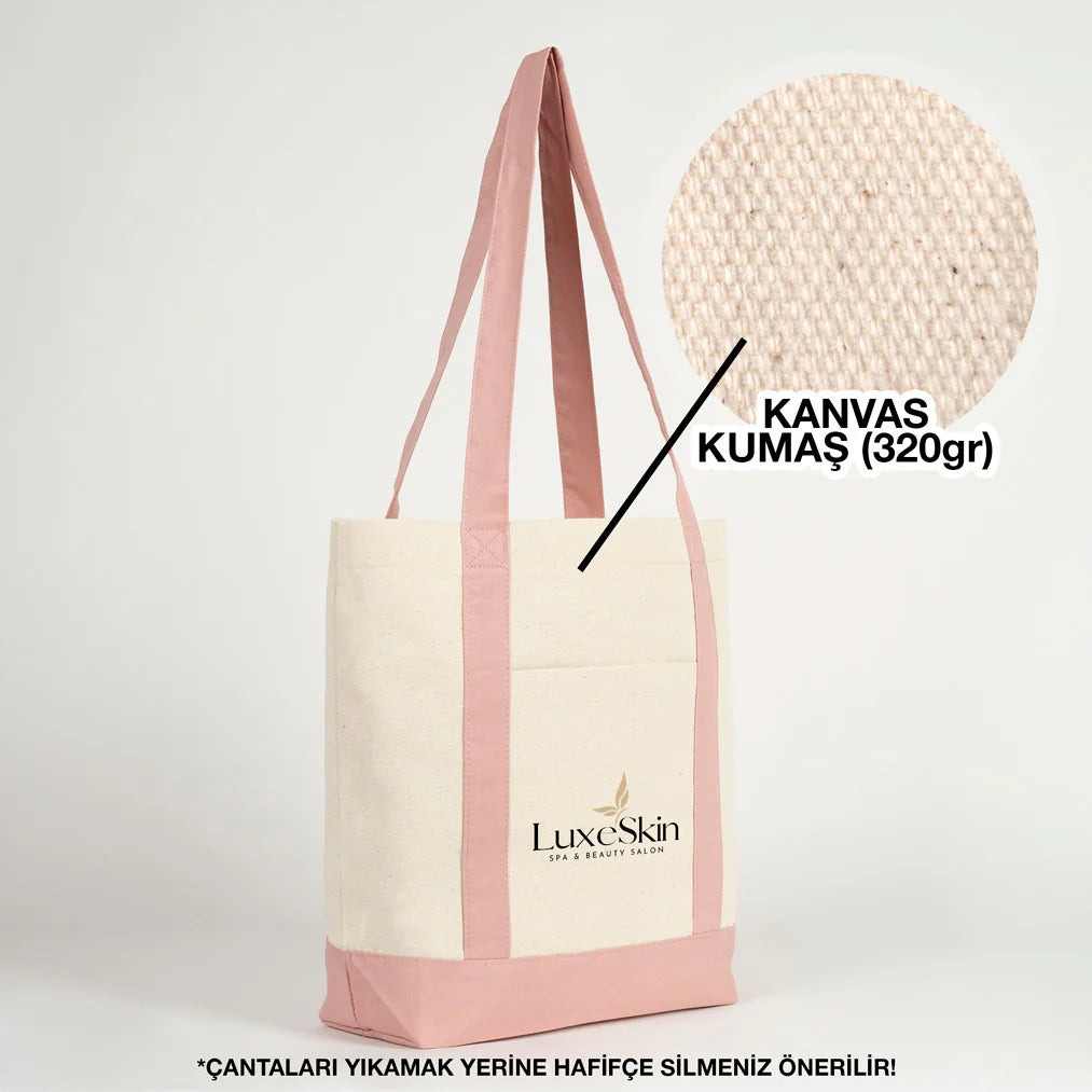 40x35x12 cm Trend Kanvas Çanta Pembe Kulp - Kadınlar Günü Hediyesi - görsel 9
