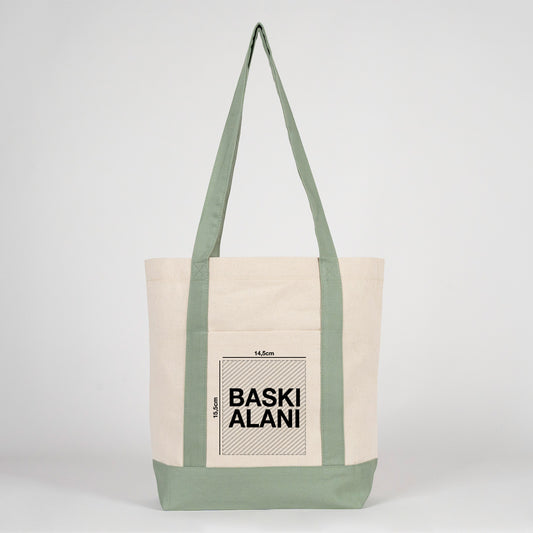 Yılbaşı Özel Trend Kanvas Çanta 40x35x12cm - Mint Yeşili Renkli Kulp (Özelleştirilebilir)