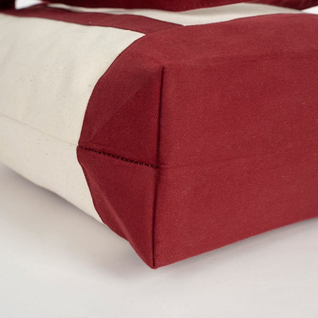 Trend Kanvas Çanta 40x35x12cm - Bordo Renkli Kulp
