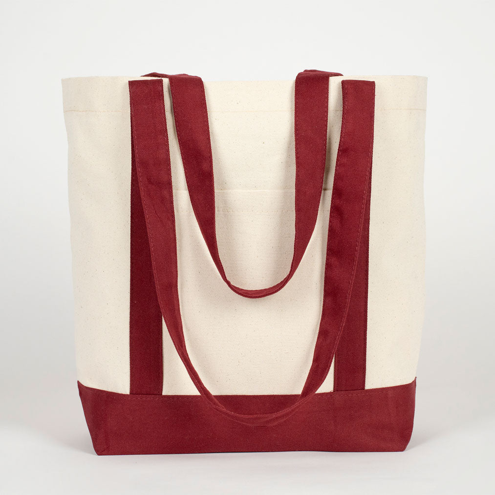 Trend Kanvas Çanta 40x35x12cm - Bordo Renkli Kulp
