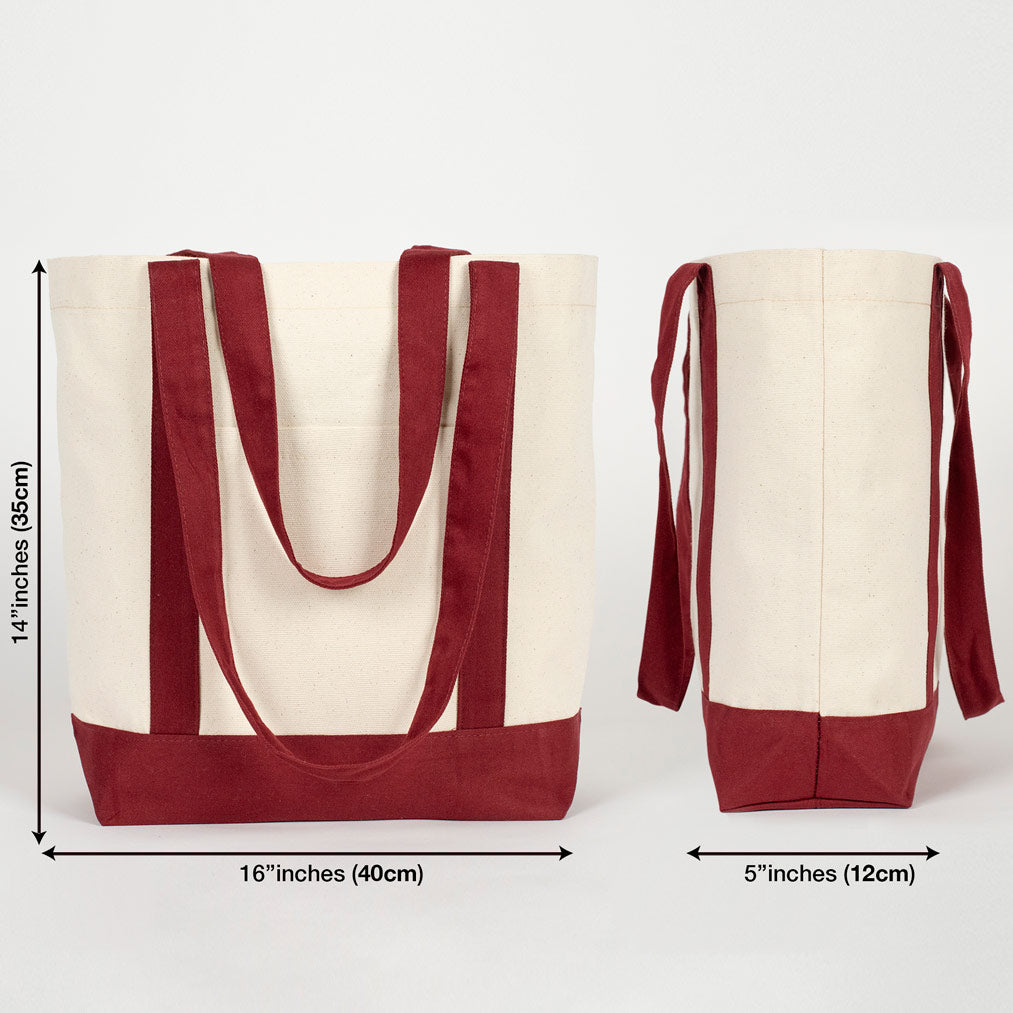 Trend Kanvas Çanta 40x35x12cm - Bordo Renkli Kulp