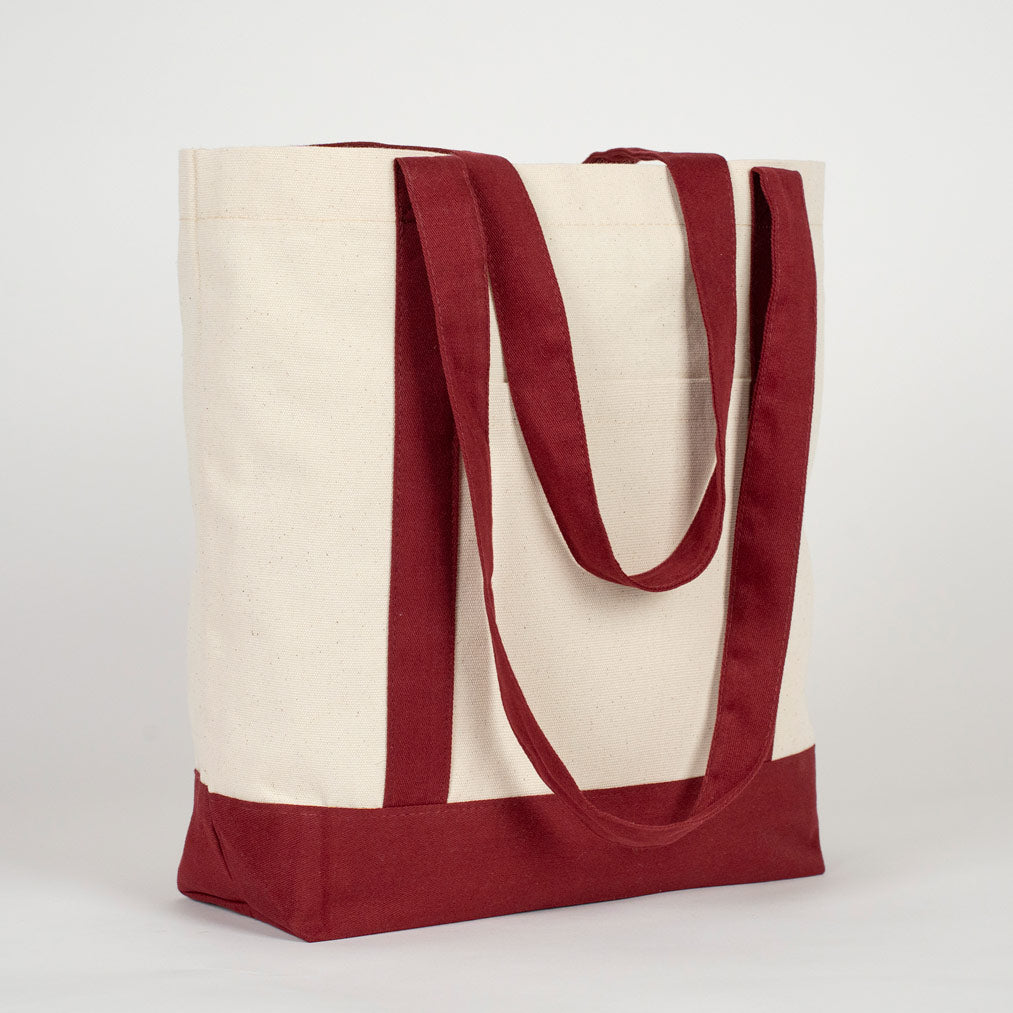 Trend Kanvas Çanta 40x35x12cm - Bordo Renkli Kulp