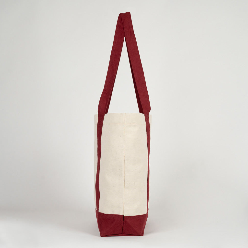 Trend Kanvas Çanta 40x35x12cm - Bordo Renkli Kulp