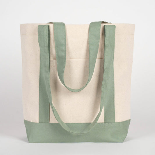 Trend Kanvas Çanta 40x35x12cm - Mint Yeşili Renkli Kulp