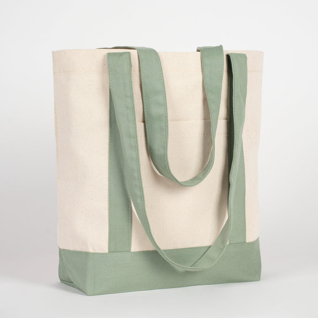 Trend Kanvas Çanta 40x35x12cm - Mint Yeşili Renkli Kulp