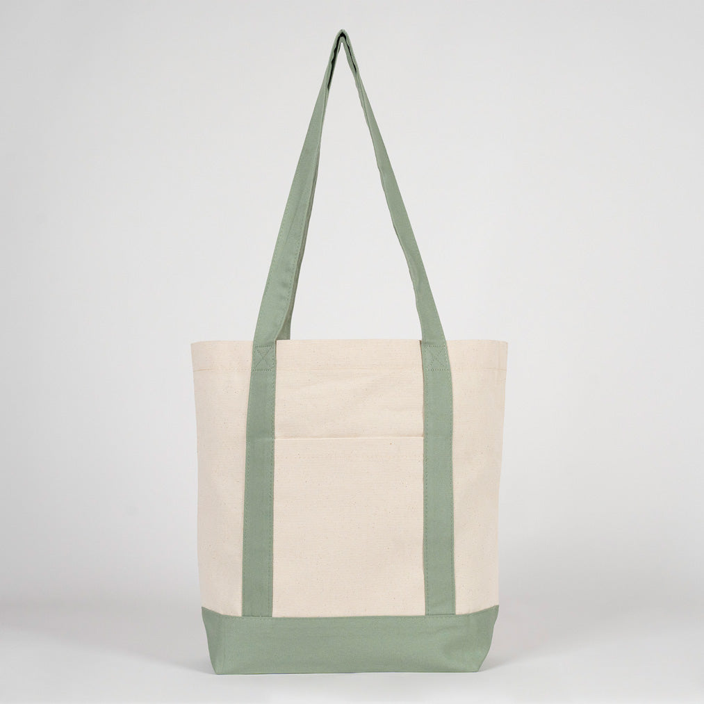 Trend Kanvas Çanta 40x35x12cm - Mint Yeşili Renkli Kulp