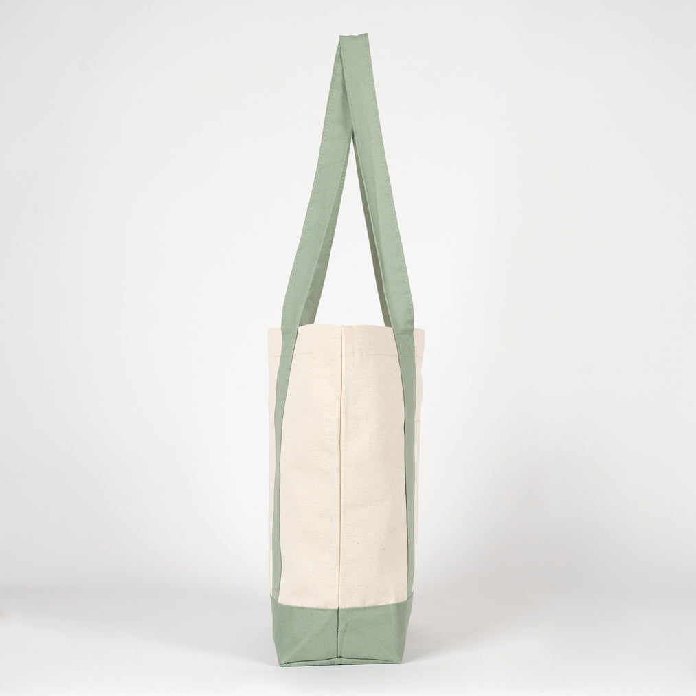 Trend Kanvas Çanta 40x35x12cm - Mint Yeşili Renkli Kulp