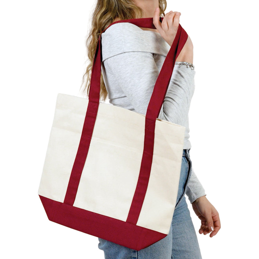 Trend Kanvas Çanta 40x35x12cm - Bordo Renkli Kulp
